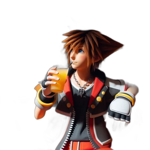 jacket, bottle, weapon, staff, concept art, 3d render, animated, figure transparent PNG cut-out