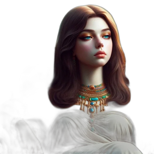 jewelry, dress, crown, face, fantasy art, concept art, photorealistic, 3d render transparent PNG cut-out