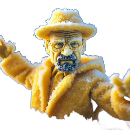 food, hat, jacket, face, 3d render, photorealistic, concept art, frosty transparent PNG cut-out