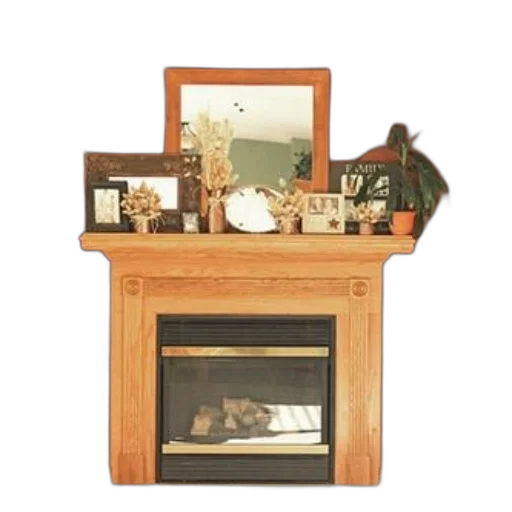 furniture, concept art, fire, earth tones, cozy, fireplace, wooden, mantel transparent PNG cut-out