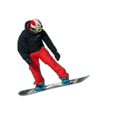 3d render, photorealistic, snowboarder, red, pants, black, jacket, performs transparent PNG cut-out