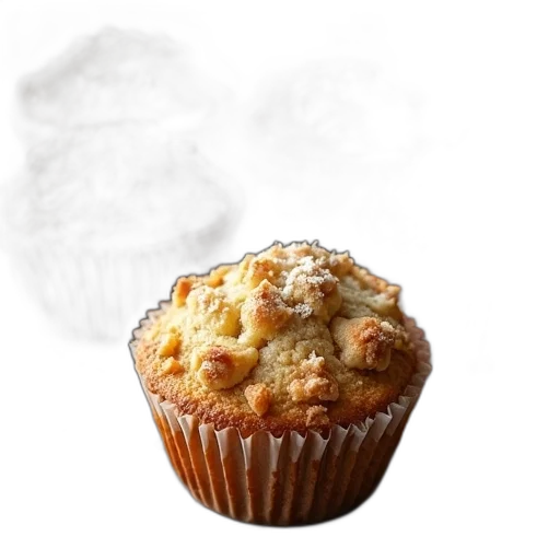 food, photorealistic, 3d render, collection, six, muffins, crumbly, topping transparent PNG cut-out
