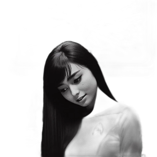 face, dress, hair, robot, photorealistic, oil painting, pencil sketch, fantasy art transparent PNG cut-out