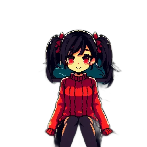 staff, jacket, creature, dress, pixel art, anime, cartoon, concept art transparent PNG cut-out