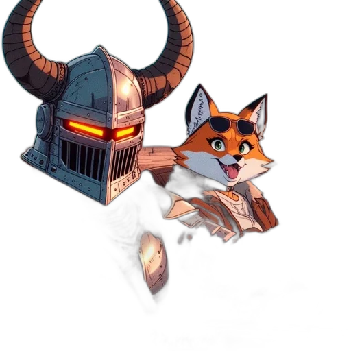 robot, mask, concept art, pixel art, fantasy art, comic book art, humanoid, fox transparent PNG cut-out
