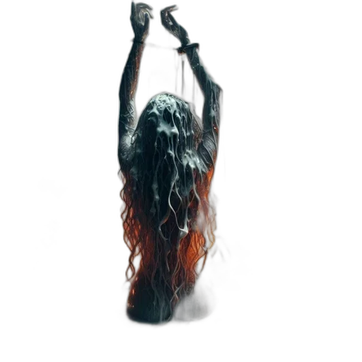 hair, dress, staff, concept art, 3d render, long-haired, figure, chains transparent PNG cut-out