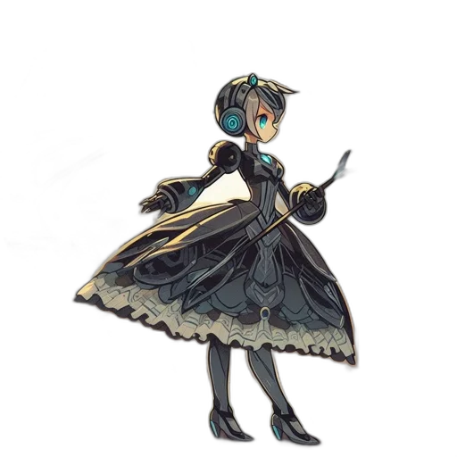 dress, staff, crown, mask, concept art, fantasy art, pixel art, anime transparent PNG cut-out
