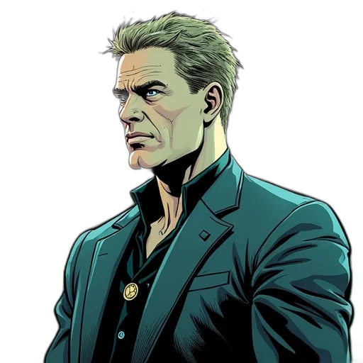 jacket, comic book art, concept art, cartoon, green, second, image, close-up transparent PNG cut-out