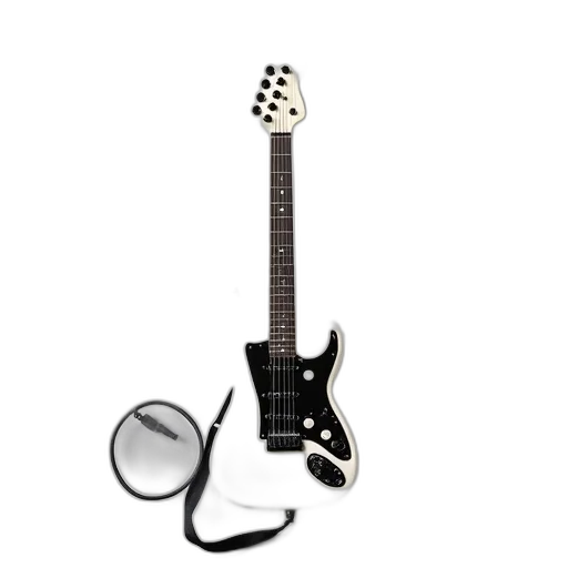 weapon, 3d render, white, plastic, toy, guitar, black, pickguard transparent PNG cut-out