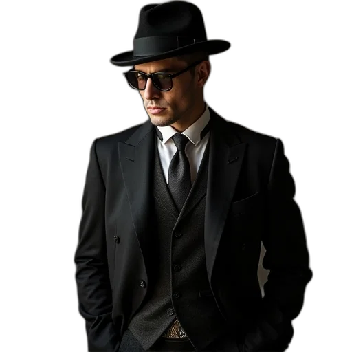 hat, jacket, staff, men transparent PNG cut-out