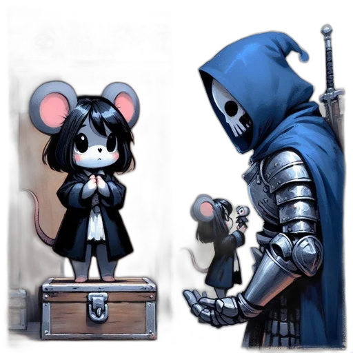 concept art, fantasy art, comic book art, 3d render, monochrome, blue, dark, artwork transparent PNG cut-out