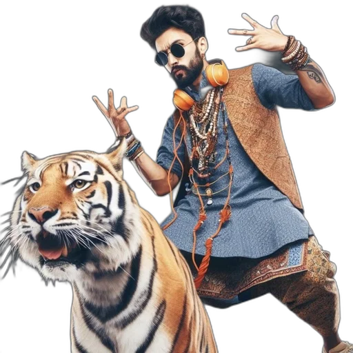 concept art, photorealistic, 3d render, man, dressed, vibrant, attire, jewelry transparent PNG cut-out
