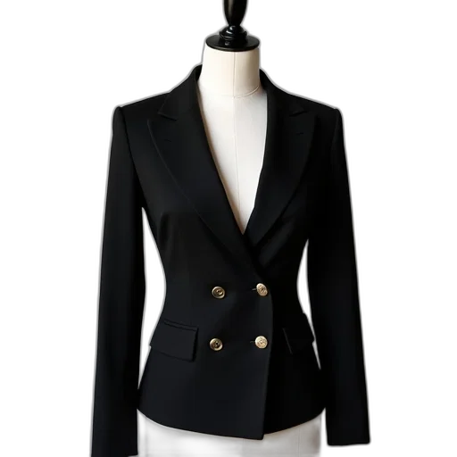 jacket, black, blazer, white, collar, displayed, mannequin, has transparent PNG cut-out