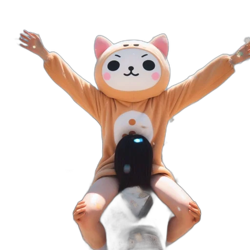 creature, animal, 3d render, joyous, celebration, person, wears, large transparent PNG cut-out