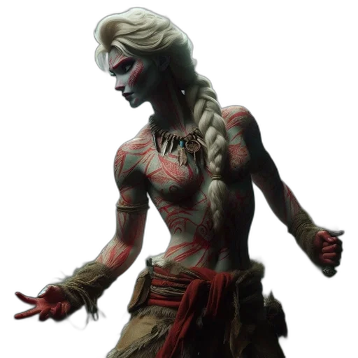 creature, mask, staff, face, concept art, fantasy art, 3d render, comic book art transparent PNG cut-out