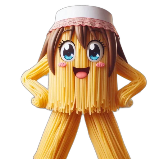 hair, food, hat, animal, 3d render, concept art, spaghetti, figure transparent PNG cut-out