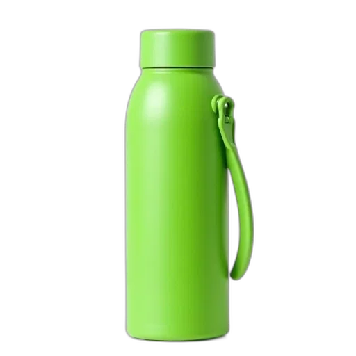 bottle, 3d render, green, bright, thermos, smooth, surface, curved transparent PNG cut-out
