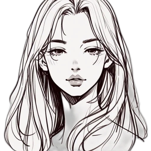 face, hair, mask, creature, pencil sketch, fantasy art, concept art, cartoon transparent PNG cut-out