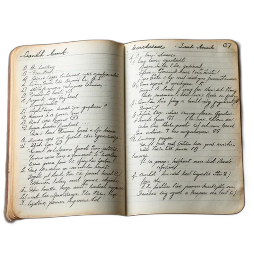 open, notebook, handwritten, recipes, wooden, surface, filled, various transparent PNG cut-out