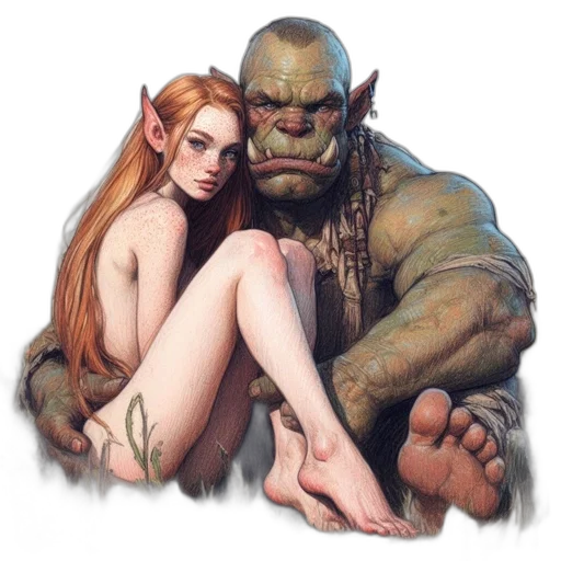 creature, concept art, fantasy art, comic book art, pixel art, elf-like, woman, pointed transparent PNG cut-out