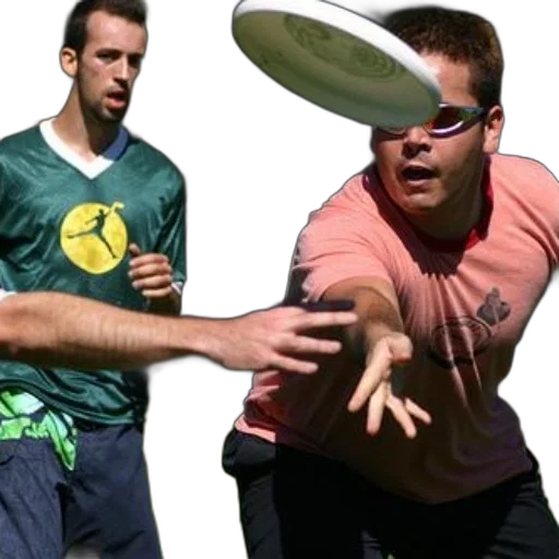 two, men, playing, frisbee, park, one, wearing, green transparent PNG cut-out