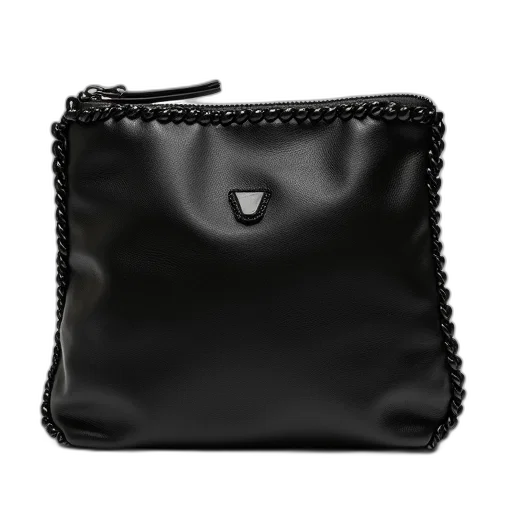 black, faux, pouch, braid, trim transparent PNG cut-out