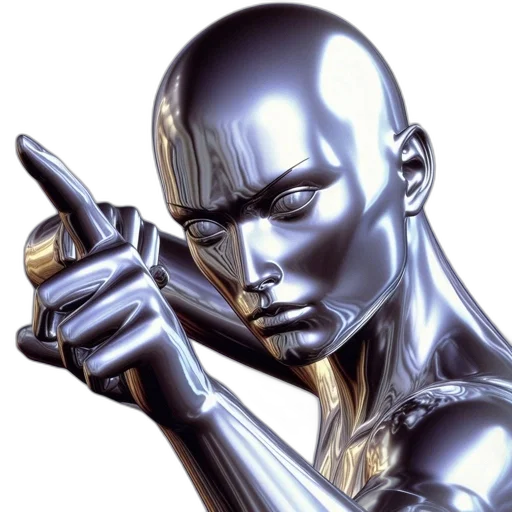 robot, face, weapon, jewelry, photorealistic, 3d render, concept art, cyberpunk transparent PNG cut-out