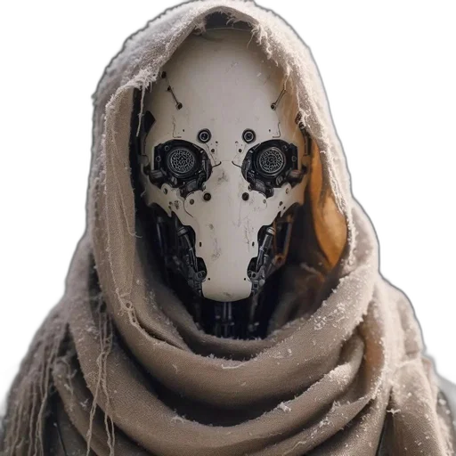 mask, face, creature, robot, concept art, 3d render, cyberpunk, fantasy art transparent PNG cut-out