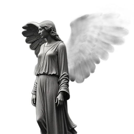 fantasy art, concept art, photorealistic, pixel art, grayscale, image, statue, large transparent PNG cut-out