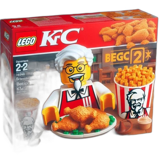 food, 3d render, concept art, photorealistic, lego, set, box, features transparent PNG cut-out