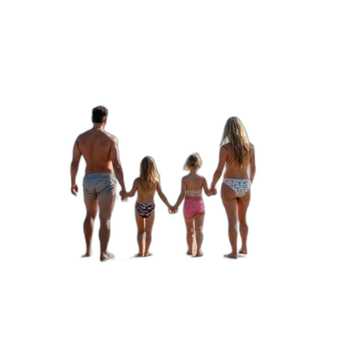 3d render, concept art, beach, underwater, group, people, standing, ocean transparent PNG cut-out
