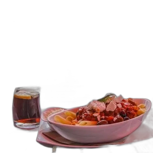 food, 3d render, photorealistic, delicious, pasta, dish, glass, refreshing transparent PNG cut-out