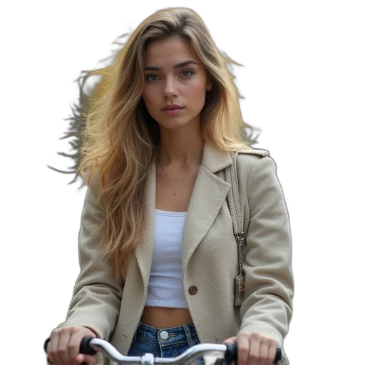 jacket, hair, face, jewelry transparent PNG cut-out