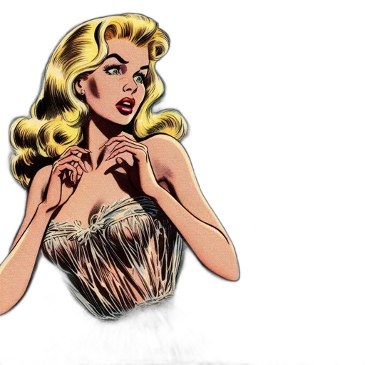 dress, jewelry, comic book art, cartoon, concept art, photorealistic, woman, strapless transparent PNG cut-out
