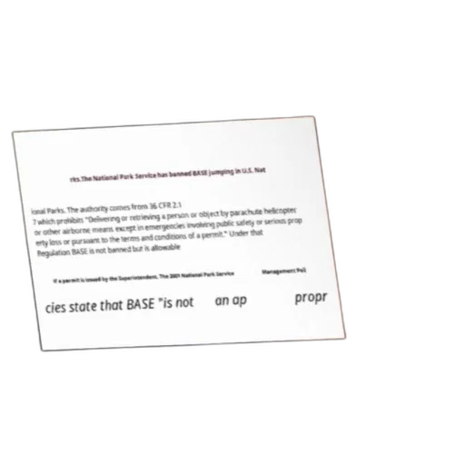 document, explaining, national, park, service, ban, base, jumping transparent PNG cut-out