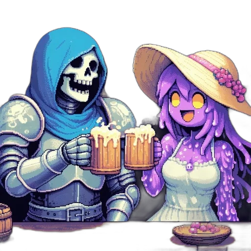 food, robot, hat, pixel art, concept art, fantasy art, vaporwave, fire transparent PNG cut-out