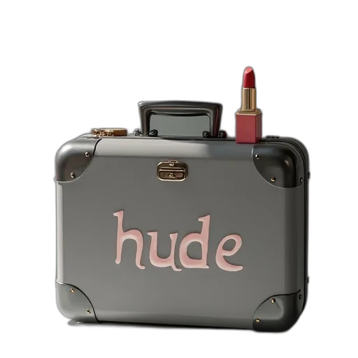 bottle, 3d render, lipstick, gray, suitcase, words, nude, beauty transparent PNG cut-out