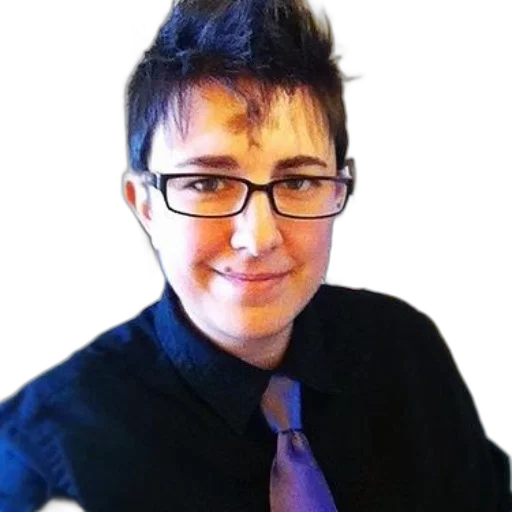 staff, person, wearing, glasses, black, shirt, purple, tie transparent PNG cut-out