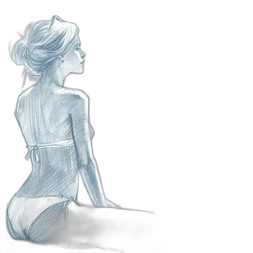 dress, watercolor, concept art, pencil sketch, comic book art, neon lights, underwater, blue transparent PNG cut-out