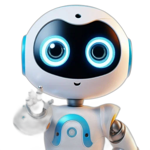 robot, staff, 3d render, concept art, cartoon, depicted, features, spherical transparent PNG cut-out