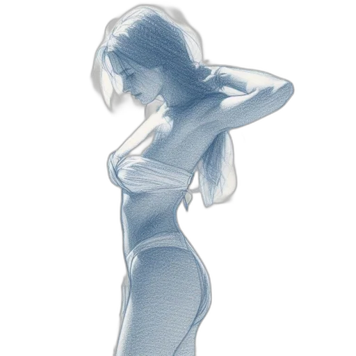 dress, robot, creature, concept art, pencil sketch, 3d render, photorealistic, blue transparent PNG cut-out
