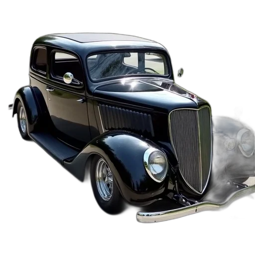 car, photorealistic, 3d render, concept art, black, antique, shiny, finish transparent PNG cut-out