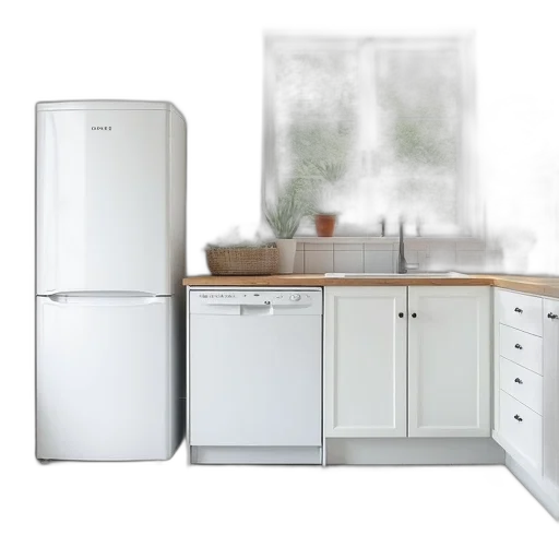 furniture, 3d render, photorealistic, modern, kitchen, white, cabinetry, tiled transparent PNG cut-out