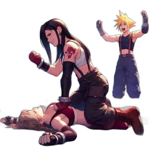concept art, comic book art, pixel art, anime, fire, female, grappler, dominates transparent PNG cut-out
