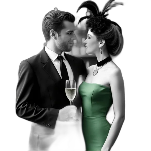 dress, photorealistic, fantasy art, concept art, cartoon, green, monochrome, black transparent PNG cut-out
