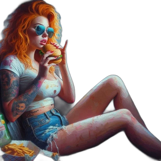 dress, jacket, cyberpunk, photorealistic, oil painting, concept art, neon lights, fire transparent PNG cut-out