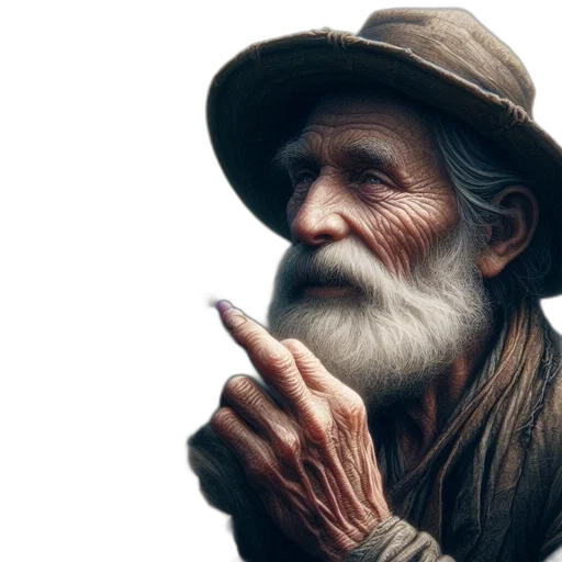 hat, face, animal, staff, photorealistic, concept art, 3d render, fantasy art transparent PNG cut-out