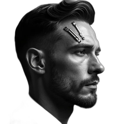 face, hair, crown, mask, cyberpunk, concept art, photorealistic, comic book art transparent PNG cut-out