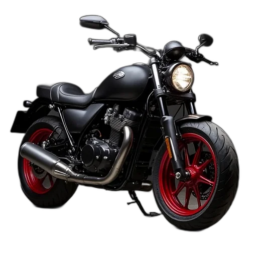 photorealistic, 3d render, black, motorcycle transparent PNG cut-out