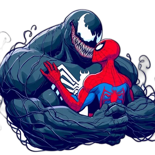 mask, creature, comic book art, concept art, pixel art, cartoon, venom, spider-man transparent PNG cut-out